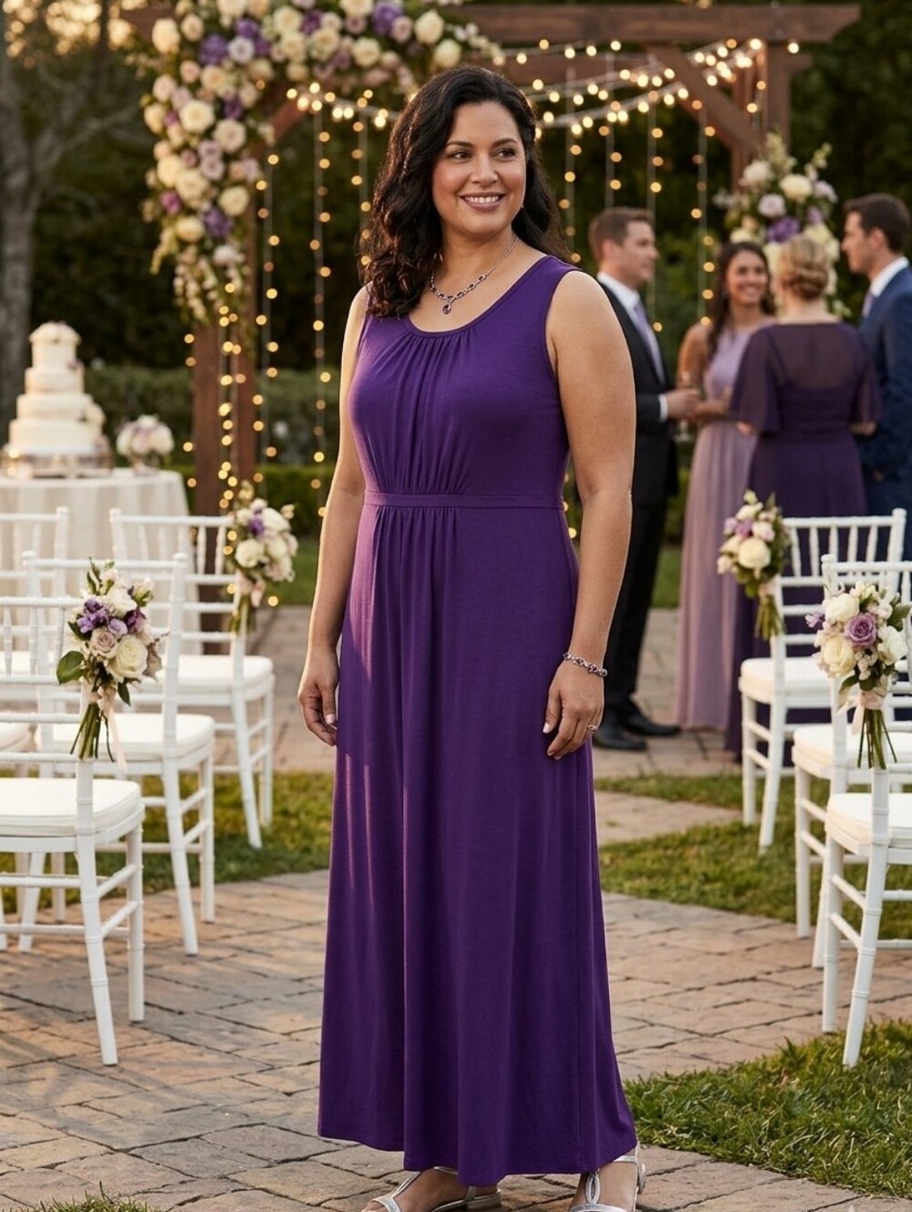 Lands' End Purple Sleeveless Maxi Dress